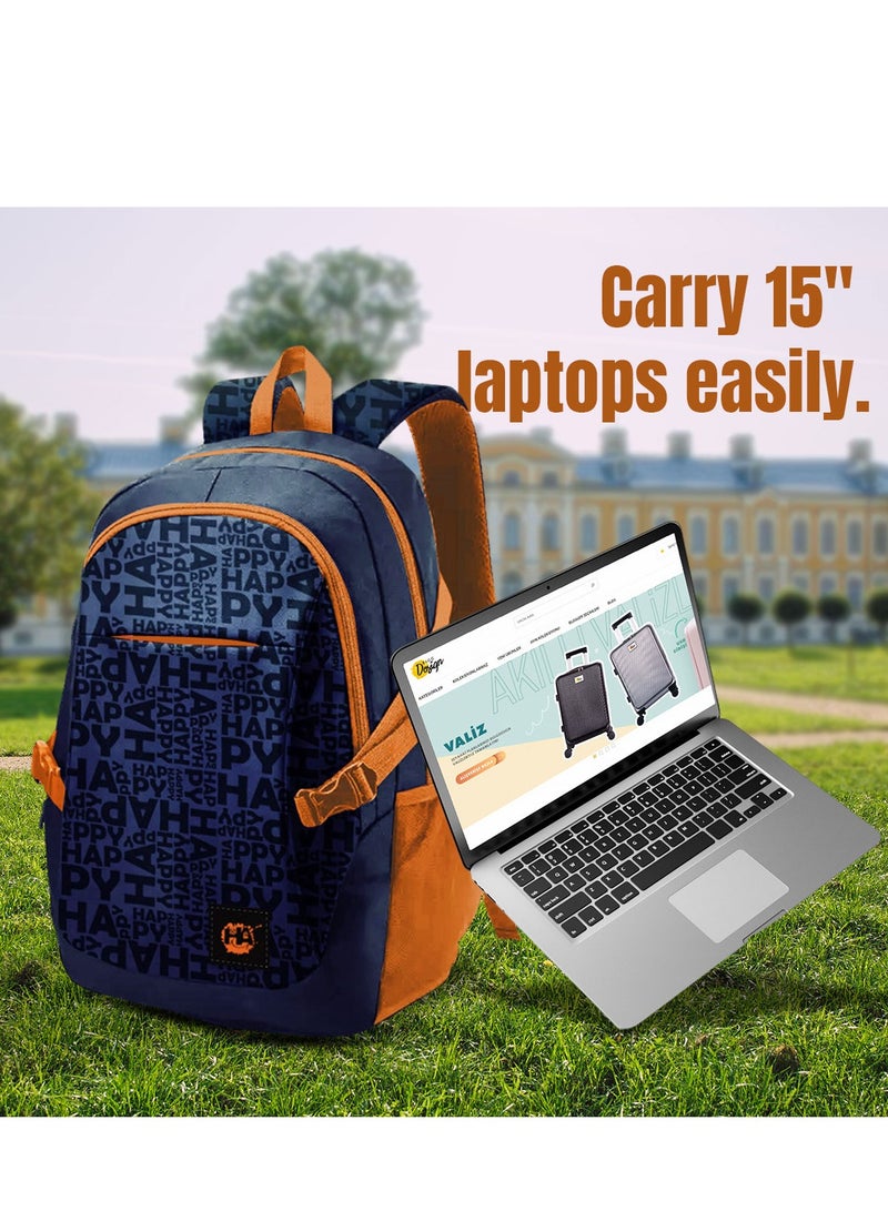 Biggdesign Moods Up Anti Theft and Waterproof Laptop Backpack, Navy Blue