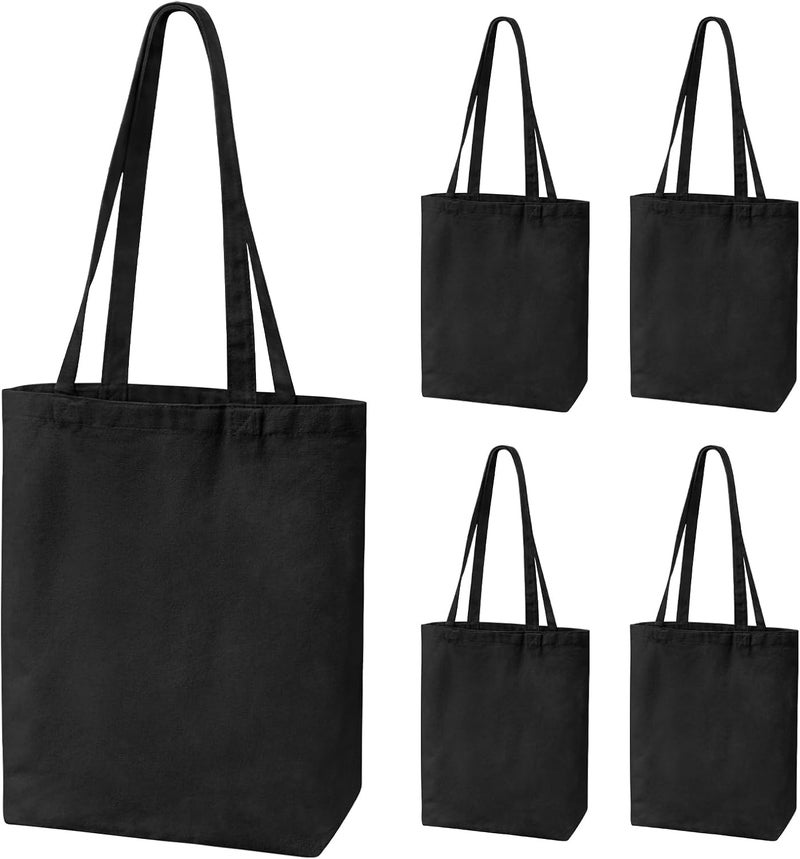 Coddsmz Reusable Grocery Bags Set of 5 Foldable Shopping Travel Storage Bags Blank Canvas Tote Bags for DIY Painting Crafting - Image 1
