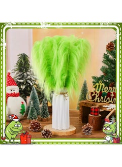 Civaner 12 Pcs Green Christmas Tree Topper 14'' Green Furry Stems Lime Green Curly Picks Stems Christmas Ornaments Picks For Xmas Tree Topper Home Vase Fillers Decorations  - Image 4