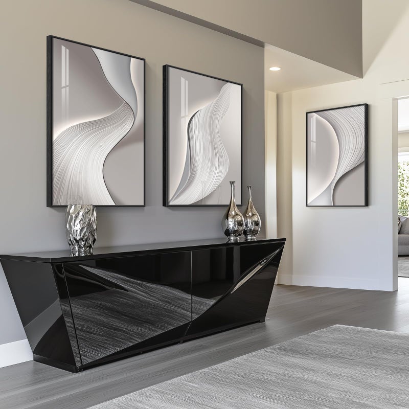Cuspin Large Framed Modern Abstract Wall Art for Living Room, Minimalist Bright Style Prints Wall Paintings Artwork for Walls, Silver Gray Contemporary Luxury Pictures for Hallway, Office Wall Decor 24x36 In - Image 2