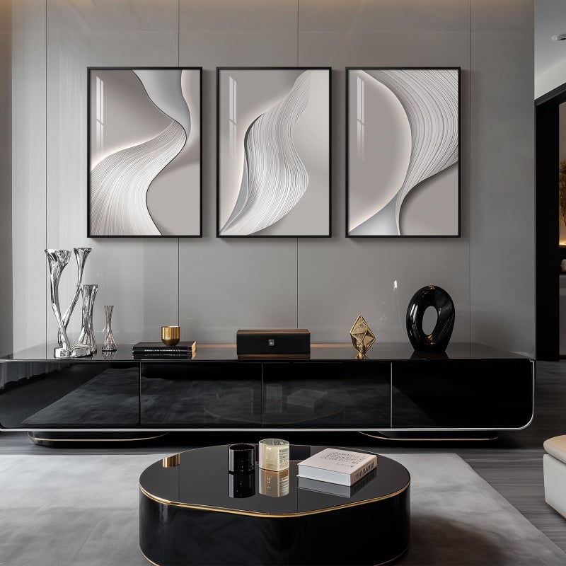 Cuspin Large Framed Modern Abstract Wall Art for Living Room, Minimalist Bright Style Prints Wall Paintings Artwork for Walls, Silver Gray Contemporary Luxury Pictures for Hallway, Office Wall Decor 24x36 In - Image 4