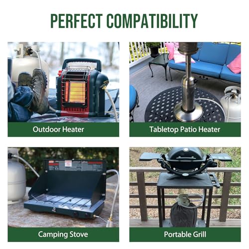 Alloxity 8ft Propane Hose Connects 1LB Portable Grill/Heater to 20lb Propane Tank, for Buddy Heater, Q Series Travel Grill/17&22” Griddle/Camping Stove - Image 5