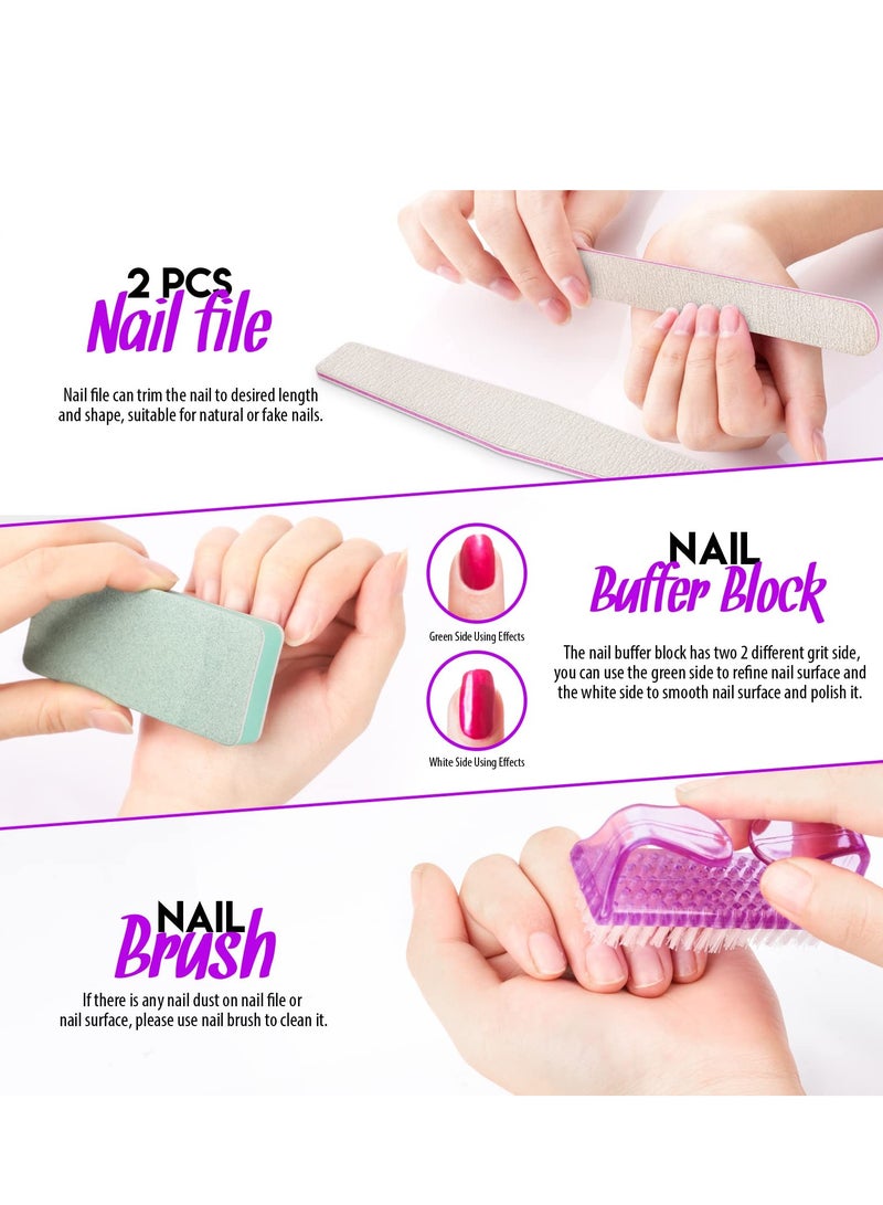 Excefore Nail Set, Manicure Piece Set 500pcs Full Cover Clear Fake Nail Tips with Nail Glue, Nail Butterfly Glitter, Nail Foil Chip, Ab Nail Rhinestones for Nail Salons and Diy Nail Art - Image 5