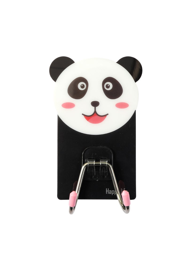 Generic Adhesive Double Hooks for Kitchen  Bathroom Storage black and white panda 