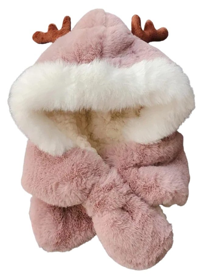 Zacharias Boy's & Girl's Kids Woolen Hooded Scarf Cap dh-01 (1-4 Years_Pack of 1) (Pink) - Image 1