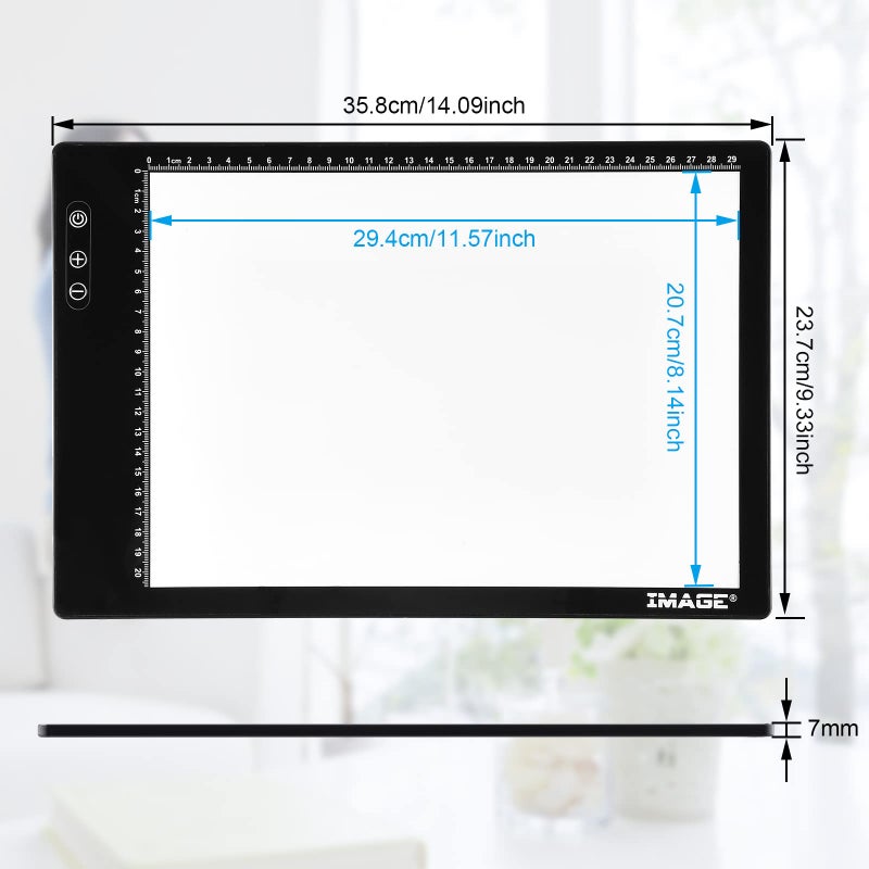Image Rechargeable Magnetic A4 LED Light pad, IMAGE Tracing Pad, Ultra-Thin USB Powered with Memory Function Light Box, Great for Diamond Painting, Animation, Tattoo, Sketching and Design (6000K Black) - Image 5