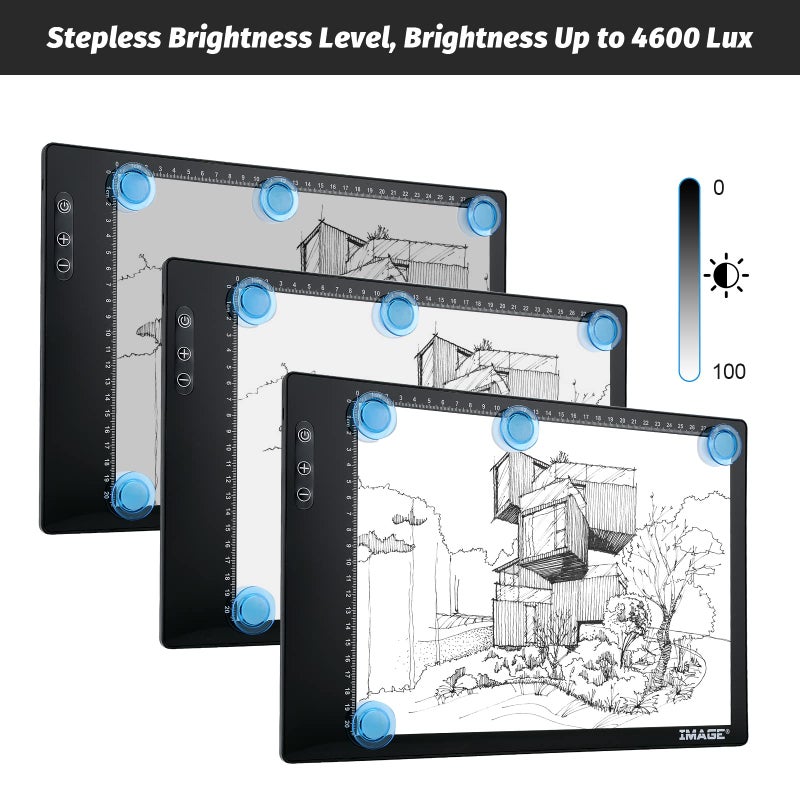 Image Rechargeable Magnetic A4 LED Light pad, IMAGE Tracing Pad, Ultra-Thin USB Powered with Memory Function Light Box, Great for Diamond Painting, Animation, Tattoo, Sketching and Design (6000K Black) - Image 3