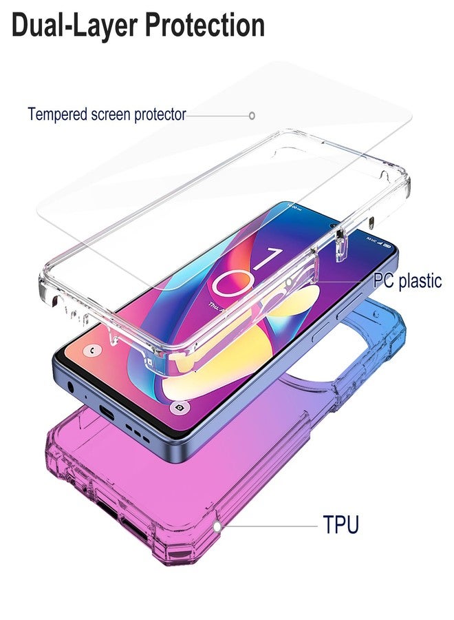 Ailiber جراب هاتف Ailiber لهاتف TCL 50 XL 5G، جراب هاتف TCL 50XL Nxtpaper مع واقي شاشة، زوايا مقاومة للصدمات، غطاء هاتف من السيليكون مزدوج الطبقات - أزرق وردي - Image 3