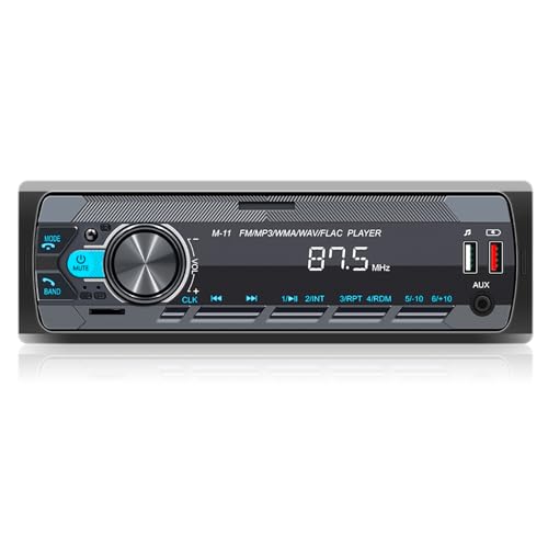 SIXWIN Single Din Car Stereo with Bluetooth 5.0 Hands Free Calling Voice Control Car Stereo FM Radio Car Mp3 Player USB AUX Port Audio Recording Car Audio System Car Audio Receivers - Image 1