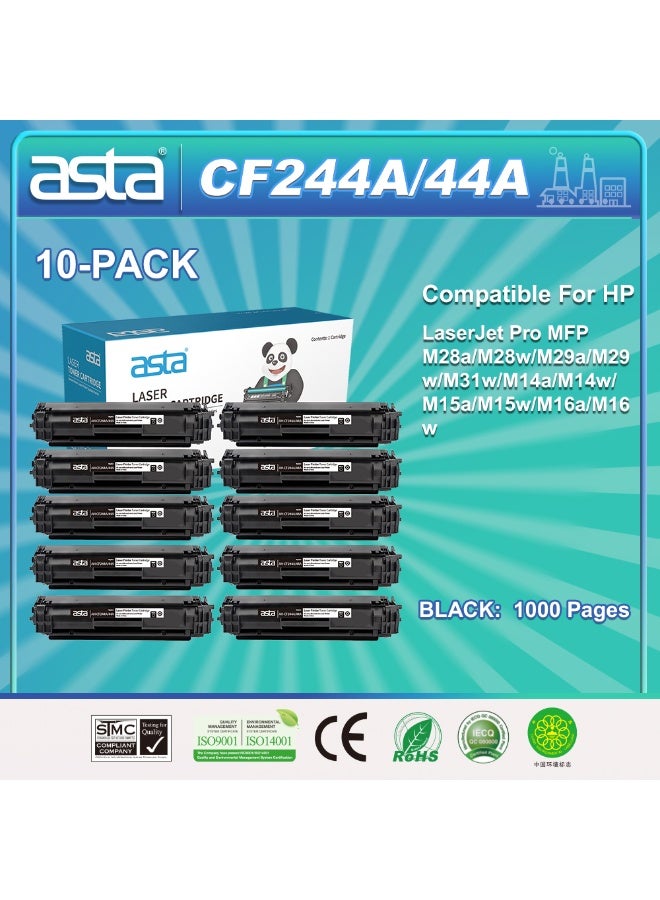استا عبوة من 10 خراطيش حبر ASTA CF244A 44A متوافقة مع طابعة HP LaserJet Pro MFP M28A M28W M29A M29W M31W M14A M14W M15A M15W M16A M16W طباعة عالية الجودة مناسبة للمستشفيات والمدارس وأماكن واسعة النطاق ومناسبة للميزانية اشترِ المزيد واستمتع بأسعار أفضل - Image 1