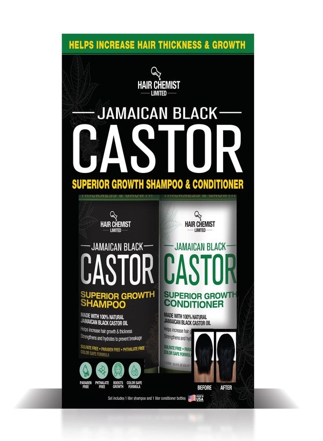 Hair Chemist 2-PC Shampoo & Conditioner Gift Box - Jamaican Black Castor Oil for Hair Growth & Thickness - Sulfate Free, Paraben Free & Phthalate Free - 33.8 oz Each - Made in USA - Image 1