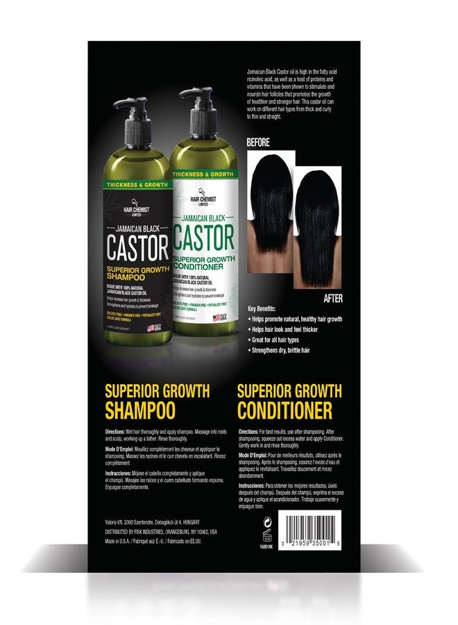 Hair Chemist 2-PC Shampoo & Conditioner Gift Box - Jamaican Black Castor Oil for Hair Growth & Thickness - Sulfate Free, Paraben Free & Phthalate Free - 33.8 oz Each - Made in USA - Image 2