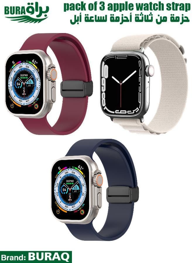 BURAQ Apple Watch Band Strap For Apple Watch Ultra 2/Ultra 49mm, Series 10 46mm, 9/8/7 45mm, SE2/SE/6/5/4 44mm, 3/2/1 42mm