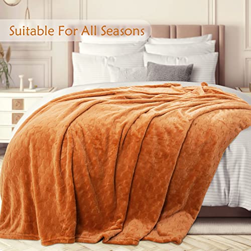 TOONOW Fleece Blanket Super Soft Cozy Throw Blanket 50" x 60", Lightweight Fuzzy Comfy Textured Flannel Blanket Warm Plush Throw Blankets for Couch, Sofa, Bed, Pumpkin - Image 3