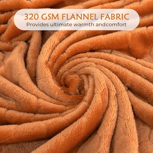TOONOW Fleece Blanket Super Soft Cozy Throw Blanket 50" x 60", Lightweight Fuzzy Comfy Textured Flannel Blanket Warm Plush Throw Blankets for Couch, Sofa, Bed, Pumpkin - Image 4