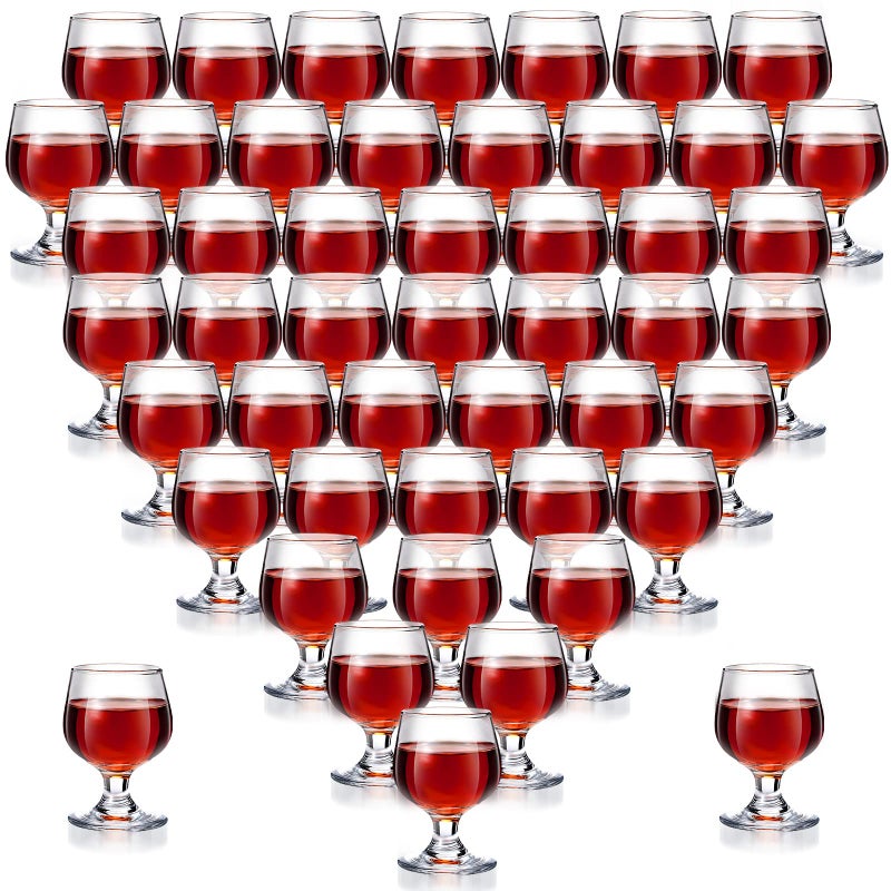 كؤوس شوت ميني كيوت من مينبلان 17 أونصة لكوكتيل الكونياك مجموعة أدوات مائدة زجاجية 48 قطعة لمشروبات الويسكي والعصير والفودكا والشيري والشمبانيا والنبيذ