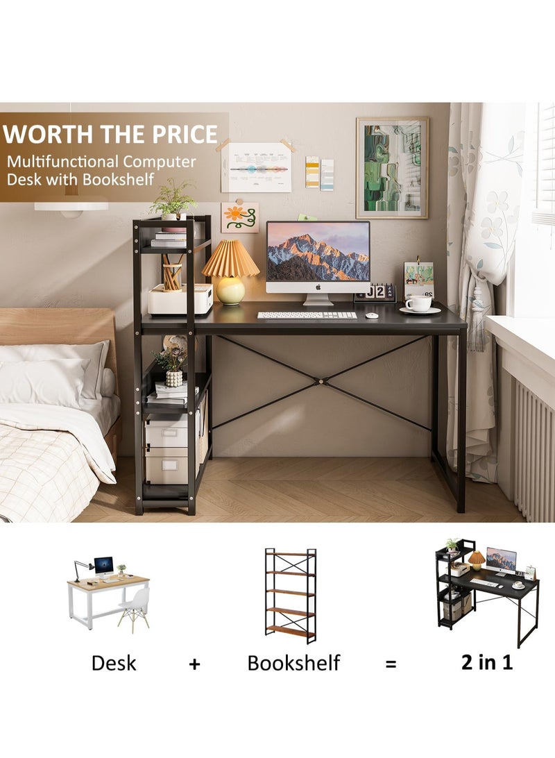 ZUIHAO 100 * 45cm Home Office Computer Desk Modern Simple Study Table with Bookshelf Laptop Table Notebook Desk with Extra Strong Legs - Image 2