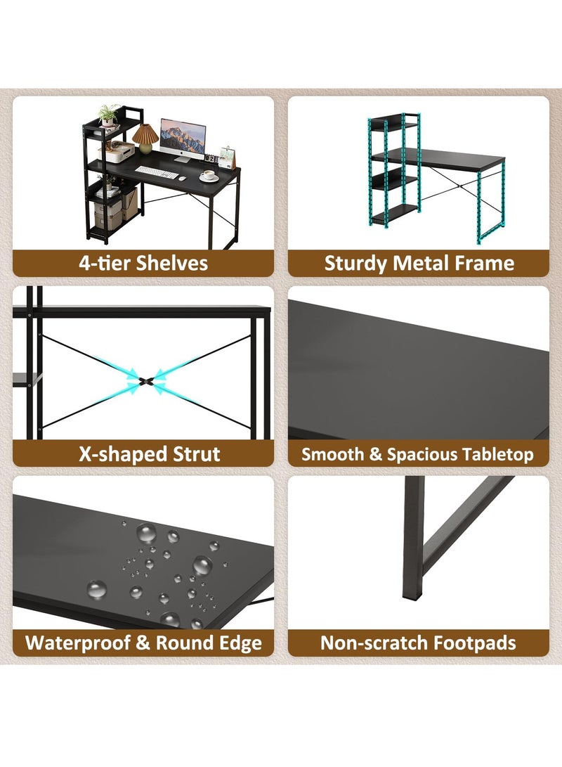 ZUIHAO 100 * 45cm Home Office Computer Desk Modern Simple Study Table with Bookshelf Laptop Table Notebook Desk with Extra Strong Legs - Image 3