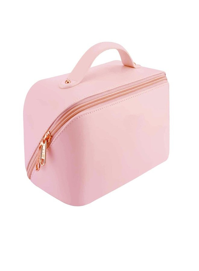 ZEVON Leather Cosmetic Travel Bag | Large Capacity, Makeup Organizer Bag for Girls | Makeup Kit Storage with Handle, Wide Opening - Image 1
