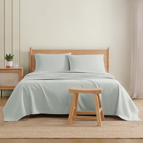 UGG Queen Sheet Set 4-Piece Luxury Cooling Sheets Deep Pockets Premium Bedding with 2 Pillow Shams Hypoallergenic Machine Washable Soft Lightweight Bed Set for Bedroom, Queen, Mineral Green (Hedi) - Image 2