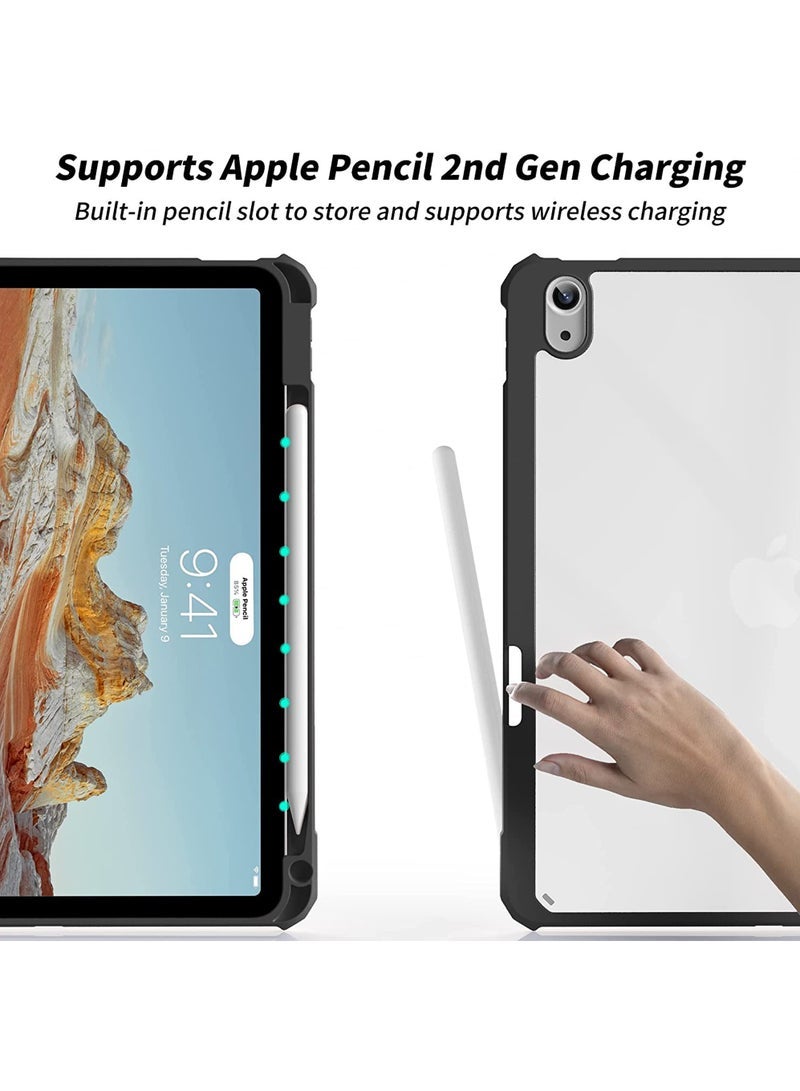 Captaintech Case for iPad Air 6th 11-Inch M2 (2024) iPad Air 5th (2022) iPad Air 4th Gen (2020) 10.9 inch 【Built-in Pencil Holder】 Trifold Stand Shockproof Cover with Clear Transparent Back Shell Auto Sleep Wake - Image 5