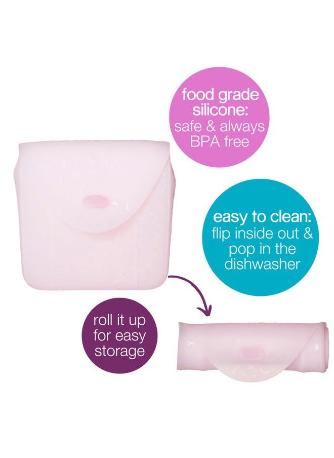 b.box NEW Silicone Sandwich Pocket | Reusable Silicone Pouch, Bento Box Divider | Fits in Lunch Box | Microwave, Freezer & Dishwasher Safe | Food Meal Prep Storage Container (Ages 3+, Berry)  - Image 3