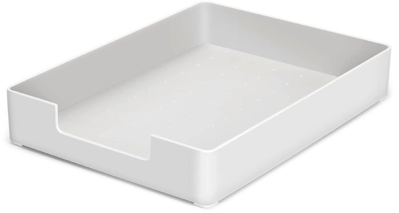 RHONZHAO Letter-Size Tray, Desk Drawer Organizer, A4 Plastic Paper Tray, Plastic Paper Holder File Organizer for Office, School, Home Storage (White) - Image 1