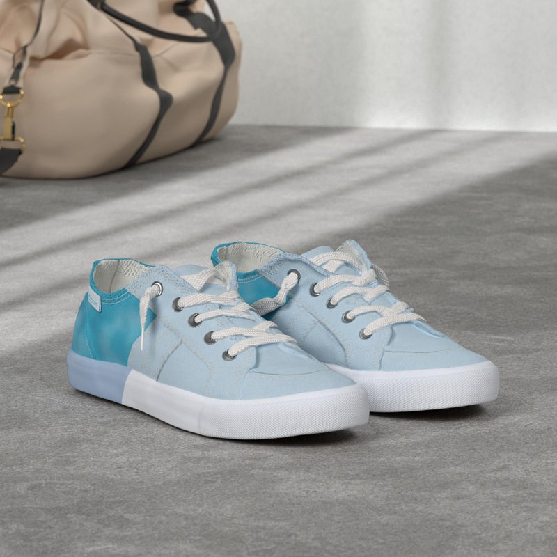 Obtaom Womens Colour Blocking Play Canvas Sneakers Cute Tie Dye Splicing Slip on Shoes Comfortable Multi Walking Shoes for Lady(Light Blue,US9) - Image 3