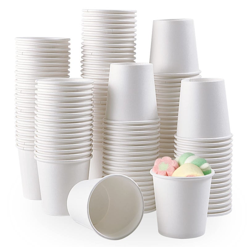 TV TOPVALUE 3 oz Paper Cups 600 Count Disposable Bathroom Mouthwash Espresso White Cups for Party Picnic Travel and Events