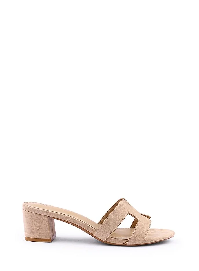 Womens suede H block heeled sandal