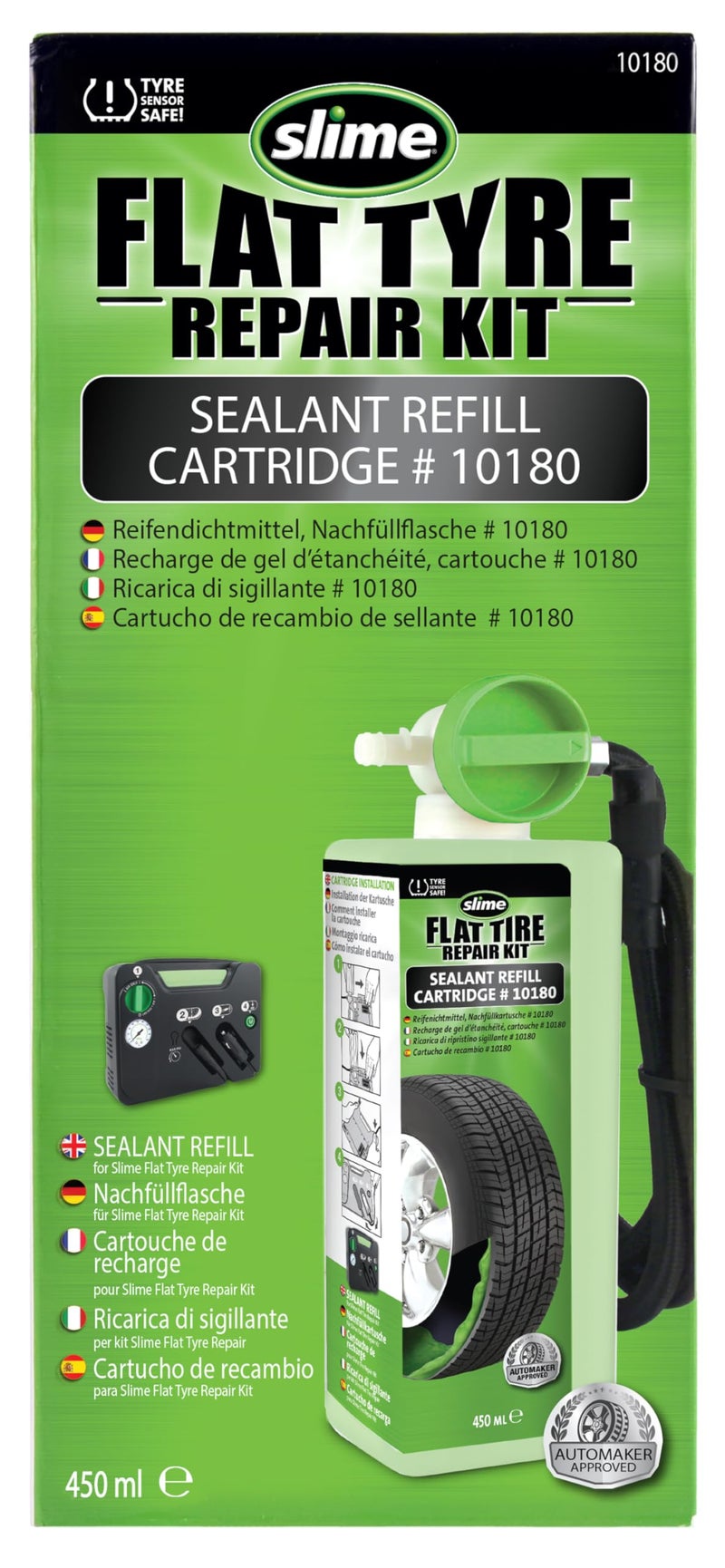 Slime 10180 Flat Tyre Puncture Repair Kit Refill, Emergency Kit for Car Tyres, Sealant Replacement, Suitable for Cars and Other Highway Vehicles, 10 Min Fix - Image 2