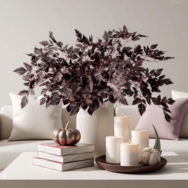 Ttranewsoo Artificial Cimicifuga Plant Leaf Fake Plants Fall Stems for vases Fake Leaves Silk Plants for Fall Decorations for Home Dining Table, Wedding, Fireplace Decorations 8PCS 23.6Inï¼ˆNo vaseï¼‰ - Image 1