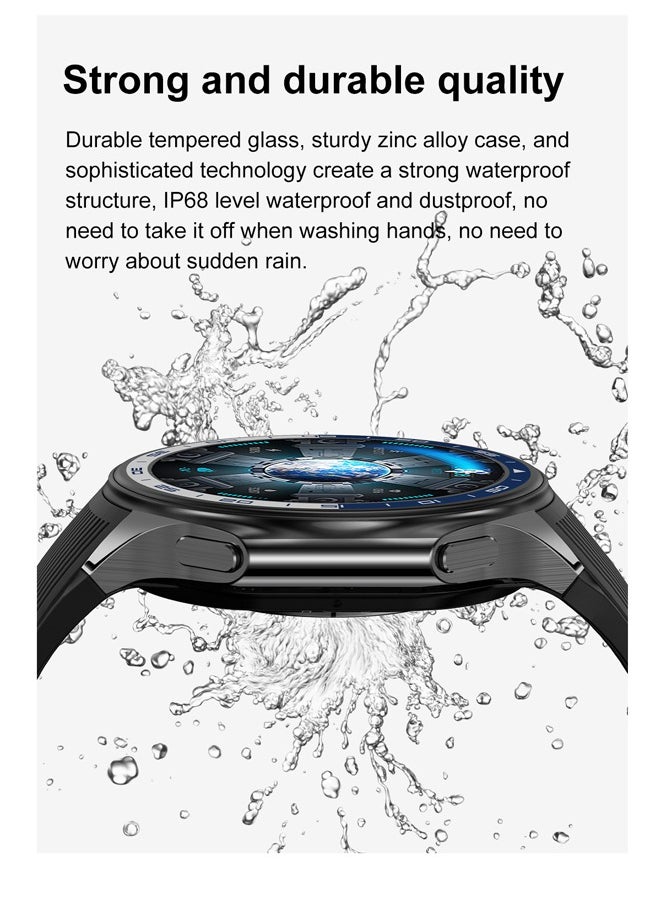 RollsTimi  - Men's Bluetooth Smartwatch, 1.43 Inch Full Screen Touch, Long Standby, Multiple Sports Modes, Heart Rate And Sleep Monitoring, Multi Language Selection, Brown Leather Strap DT Watch X - Image 1