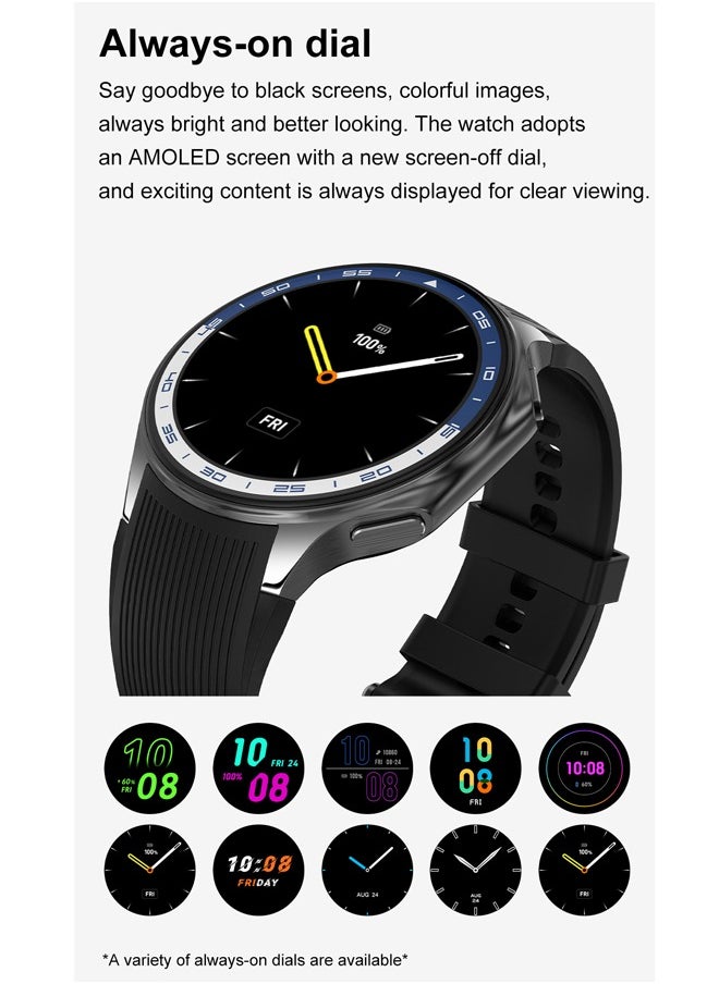 RollsTimi  - Men's Bluetooth Smartwatch, 1.43 Inch Full Screen Touch, Long Standby, Multiple Sports Modes, Heart Rate And Sleep Monitoring, Multi Language Selection, Brown Leather Strap DT Watch X - Image 1