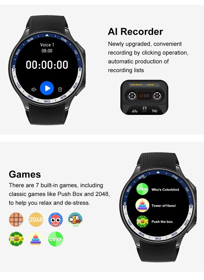 RollsTimi  - Men's Bluetooth Smartwatch, 1.43 Inch Full Screen Touch, Long Standby, Multiple Sports Modes, Heart Rate And Sleep Monitoring, Multi Language Selection, Brown Leather Strap DT Watch X - Image 1