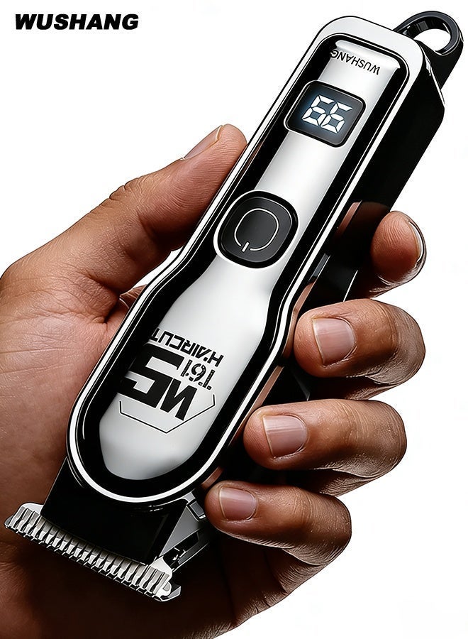 ووشانج ماكينة حلاقة كهربائية احترافية للرجال | مكينة حلاقة مقاومة للماء | مكينه حلاقه شعر وهيكل ABS متين | مكينه حلاقه لتشذيب شعر الجسم | شحن Type-C | سهلة الاستخدام لنتائج صالونات في المنزل | لون فضي - Image 1