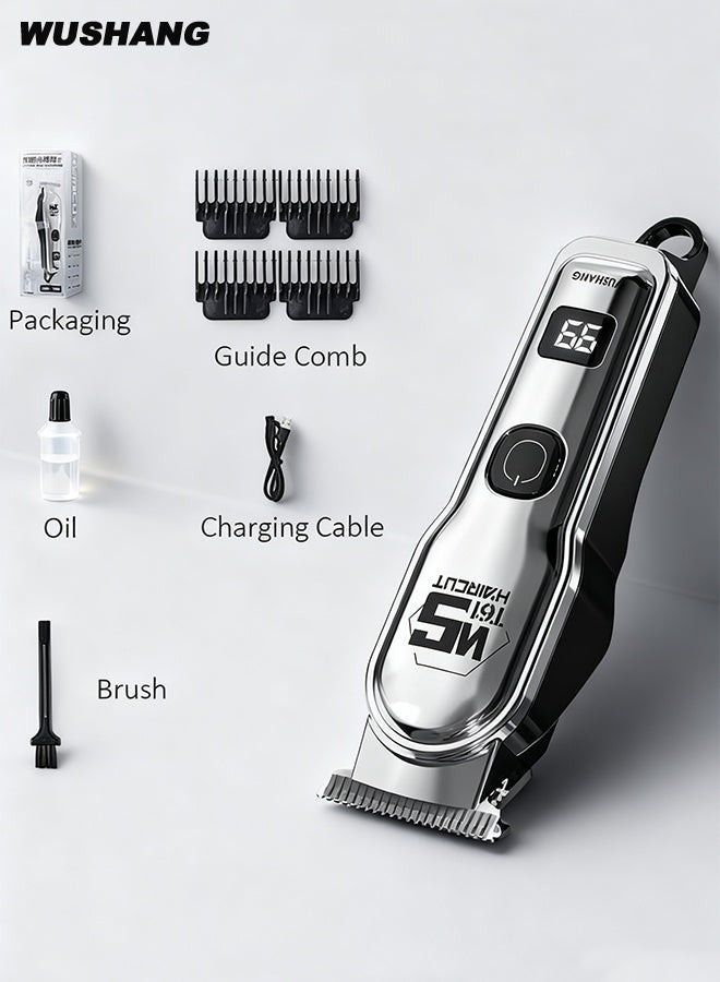 ووشانج ماكينة حلاقة كهربائية احترافية للرجال | مكينة حلاقة مقاومة للماء | مكينه حلاقه شعر وهيكل ABS متين | مكينه حلاقه لتشذيب شعر الجسم | شحن Type-C | سهلة الاستخدام لنتائج صالونات في المنزل | لون فضي - Image 4