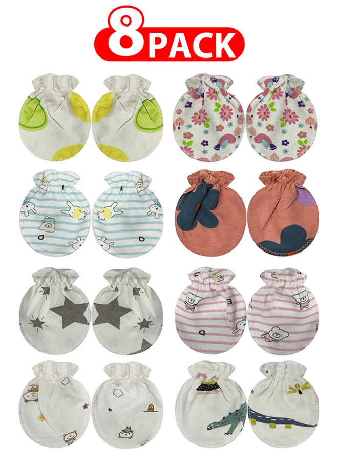 MARGOUN 8 Packs Newborn Baby Mittens Anti Scratch Baby Mittens No Scratch Mittens Baby Gloves for 0-6 Months Boys Girls Multicolour  - Image 1