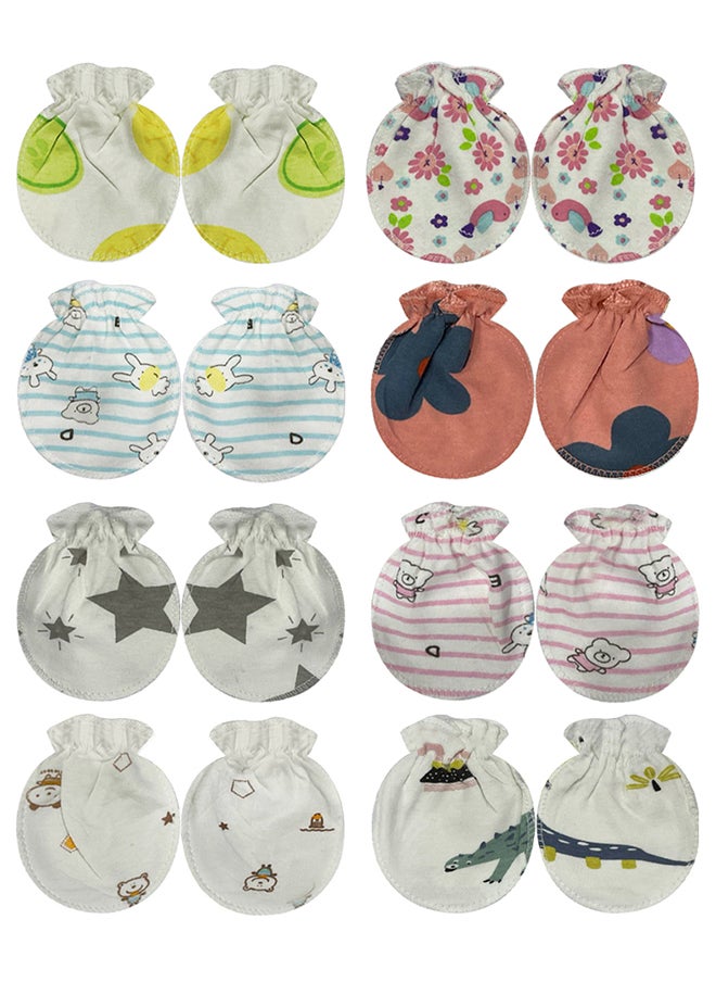 MARGOUN 8 Packs Newborn Baby Mittens Anti Scratch Baby Mittens No Scratch Mittens Baby Gloves for 0-6 Months Boys Girls Multicolour  - Image 2