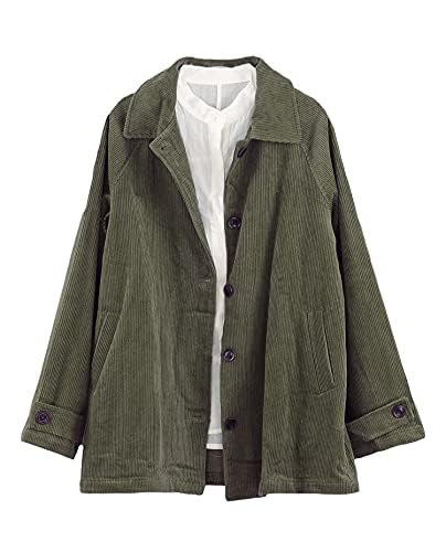 Minibee Women's Corduroy Jackets Long Sleeve Coats Button Down Outwear Tops with Pockets - Image 1