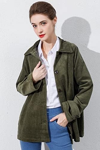 Minibee Women's Corduroy Jackets Long Sleeve Coats Button Down Outwear Tops with Pockets - Image 2