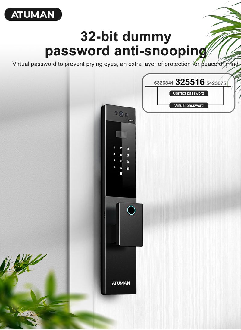 ATuMan - Smart Door with Camera,Smart Door Lock,Palm Vein unlock 3D Facial Recognition,Real-Time Monitor,Two-Way Intercom,CNC Material,Tuya WiFi APP Control,Emergency USB Power - Image 1