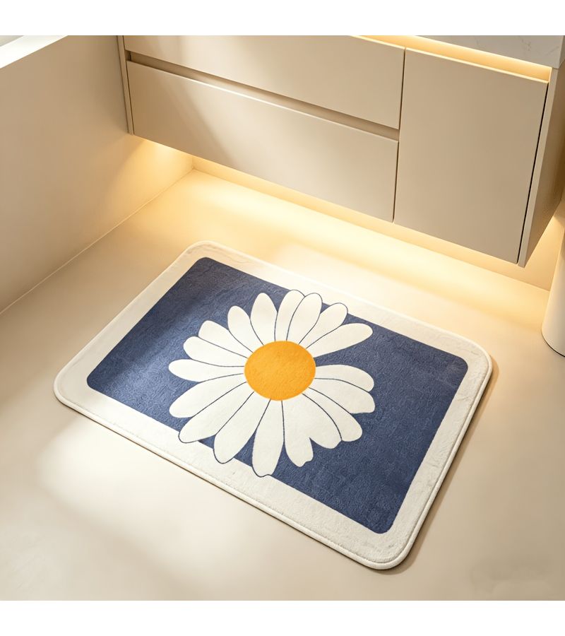 Fluffy Gray Non Slip Bath Mat With Cute Daisy Pattern 17.7 By 27.5 Inch Absorbent Quick Drying Bathroom Mat For Shower Toilet And Kitchen Use Easy Clean Home Decor - Image 5