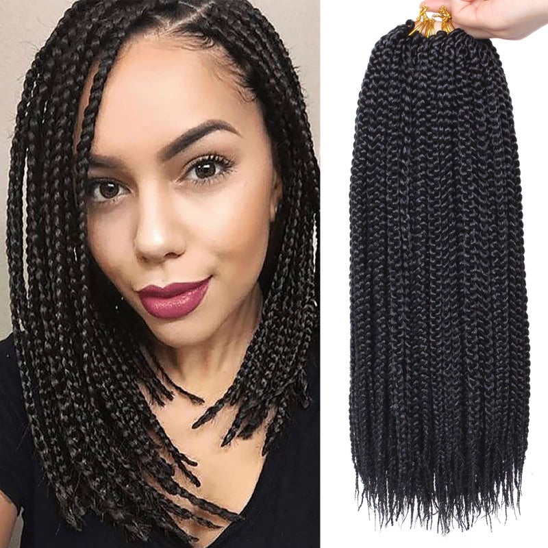 Xtrend 14 Inch 8 Packs Box Braids Crochet Hair 144 Strands Prelooped Knotless Medium Box Braids 3X Bohemian Braiding Hair Extensions Synthetic Crochet Hair for Women 1B