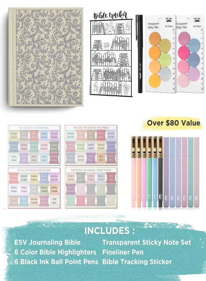 Mr. Pen - ESV Journaling Bible, Bible Journaling Study Gift Set for Women, Note Taking Bible, 5-in-1 Bundle, Highlighters & Bible Pens, Bible Tabs, Transparent Sticky Notes, Bible Reading Tracker - Image 2