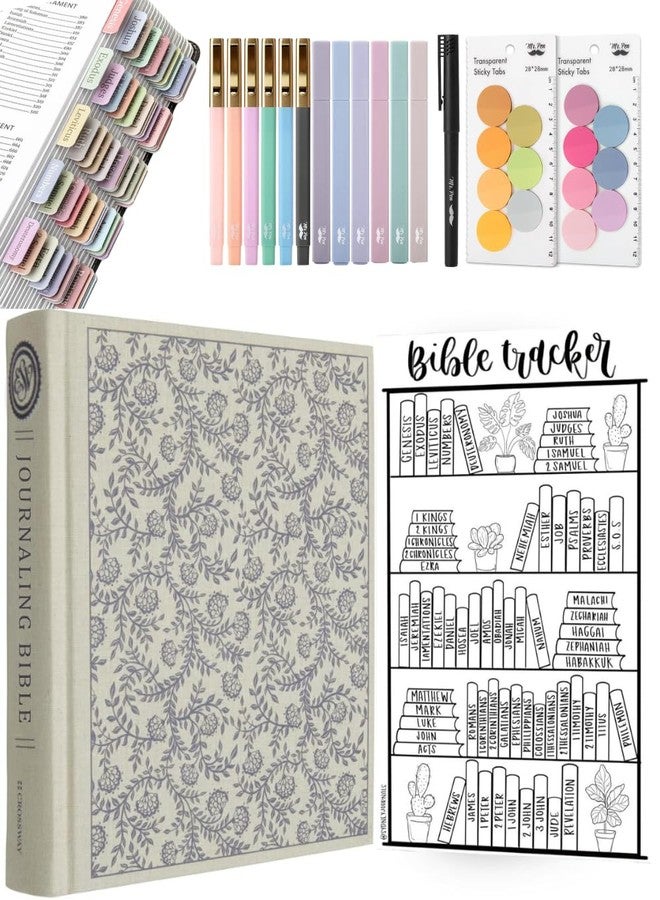 Mr. Pen - ESV Journaling Bible, Bible Journaling Study Gift Set for Women, Note Taking Bible, 5-in-1 Bundle, Highlighters & Bible Pens, Bible Tabs, Transparent Sticky Notes, Bible Reading Tracker - Image 1