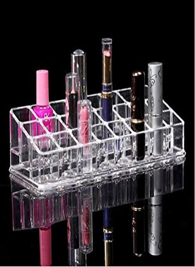 Saiyam 24 Compartment Acrylic Cosmetic Shelf (Transparent) - Image 2
