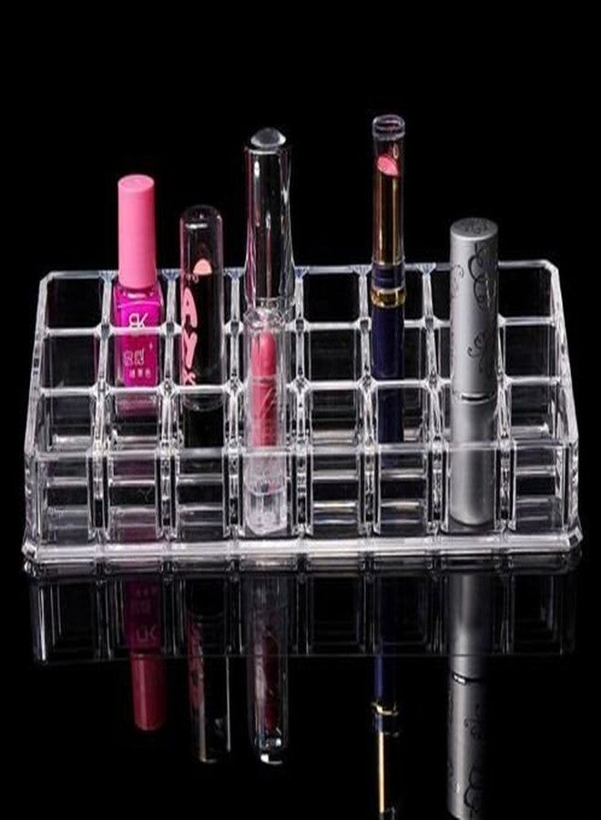 Saiyam 24 Compartment Acrylic Cosmetic Shelf (Transparent) - Image 3