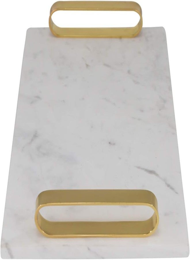 DECORAGE Luxury White Marble Serving Tray with Elegant Gold Metal Handles - Rectangular Decorative Vanity Platter for Coffee Table, Ottoman, and Home Decor - Modern & Durable 8 x 12 Inch - Image 2