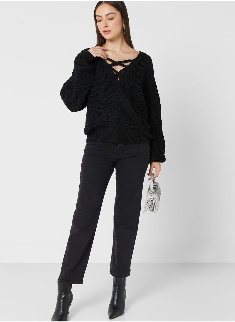 ELLA - Cross Back Sweater - Image 1